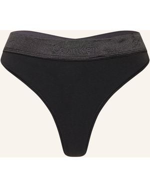 Calvin Klein String ICON COTTON MODAL METALLIC - Schwarz