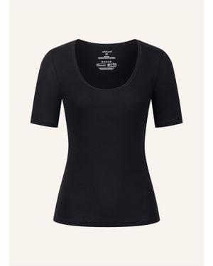 erlich textil Light Touch tiefausgeschnittenes T-Shirt mit Lyocell - seidig weich - Schwarz