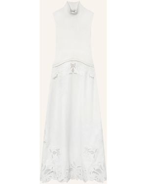 Reiss Kleid PHOENIX im Materialmix mit Lochspitze - Natur