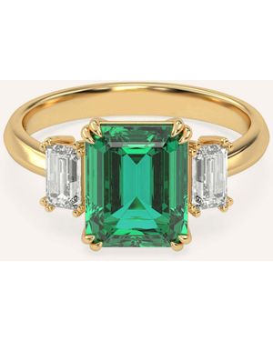VEYNOU Ring EDEN aus 14kt. Gelbgold mit Smaragd und Diamanten - Blau