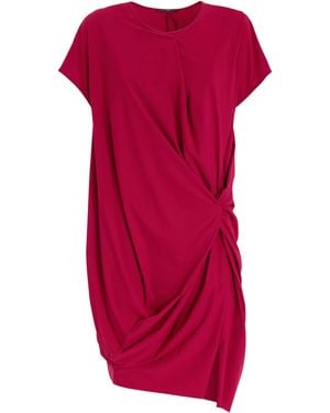 High Kleid DELIGHFUL - Runder Ausschnitt. Kurze Flügelärmel. Seitliche Schleife - Rot