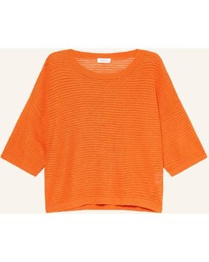 DARLING HARBOUR Strickshirt aus Leinen - Orange