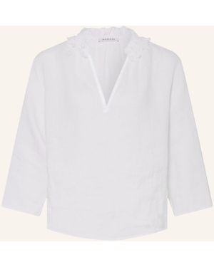 ROSSO35 Blusenshirt aus Leinen mit 3/4-Arm - Weiß