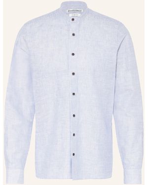 hammerschmid Trachtenhemd Slim Fit mit Stehkragen mit Leinen - Blau