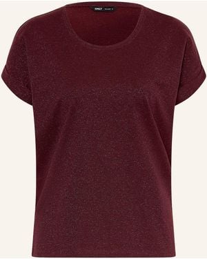 ONLY T-Shirt mit Glitzergarn - Rot