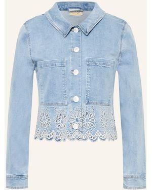 Cartoon Jeansjacke mit Lochspitze - Blau
