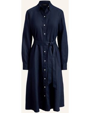 Ralph Lauren Hemdblusenkleid aus Leinen - Blau