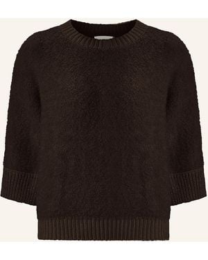 Rich & Royal Bouclé-Pullover mit 3/4-Arm und Glitzergarn - Schwarz