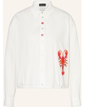Grace Hemdbluse mit Pailletten und Schmuckstein - Weiß