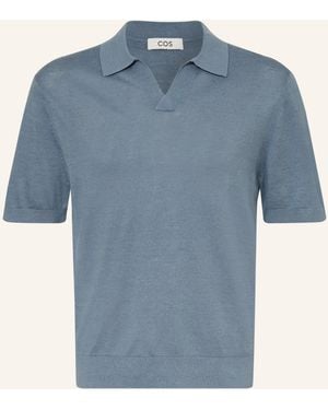 COS Strick-Poloshirt Loose Fit aus Leinen - Blau