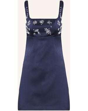 Maje Satinkleid mit Schmucksteinen - Blau