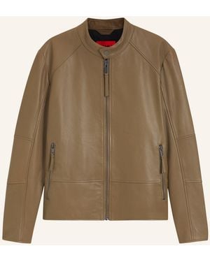 HUGO Lederjacke LIKOS Slim Fit - Natur