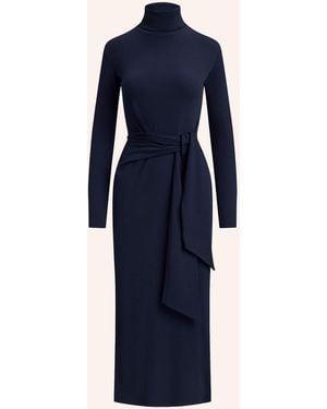 Ralph Lauren Strickkleid in Wickeloptik - Blau
