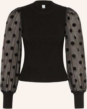 Y.A.S Pullover im Materialmix - Schwarz