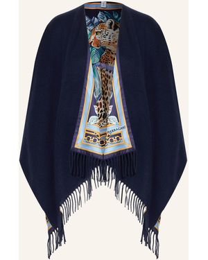 Ferragamo Cape FELINE im Materialmix zum Wenden - Blau