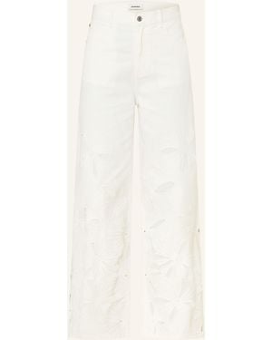 Sandro Wide Leg Jeans mit Lochspitze - Natur