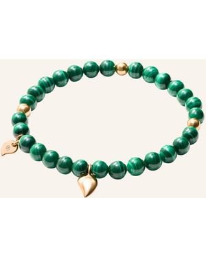 Tamara Comolli Armband BRACELET INDIA MALACHITE WITH GOLDEN BEADS, ONE ROW 18K Roségold - Blau