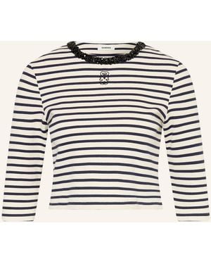 Sandro Cropped-Shirt mit Schmucksteinen und 3/4-Arm - Mehrfarbig