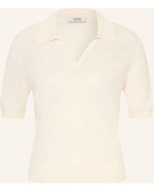 COS Strick-Poloshirt mit Leinen - Natur