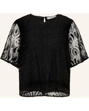 co'couture Blusenshirt ERICACC aus Spitze mit Schmucksteinen - Schwarz
