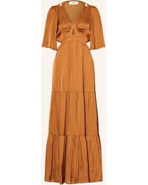 Ba&sh Satinkleid CYLMA mit Cut-outs und Rüschen - Orange