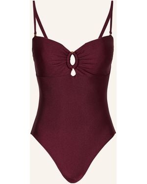 Mrs & HUGS Bandeau-Badeanzug mit Cut-outs - Lila