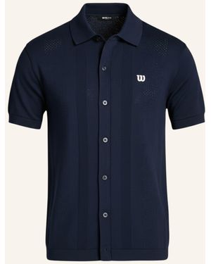Wilson Poloshirt M LAFAYETTE PIQUE BUTTON UP POLO - Blau