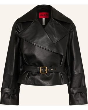 HUGO Lederjacke LANITTE - Schwarz
