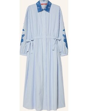 Marina Rinaldi Hemdblusenkleid CEPPO mit Spitze und Schmucksteinen - Blau
