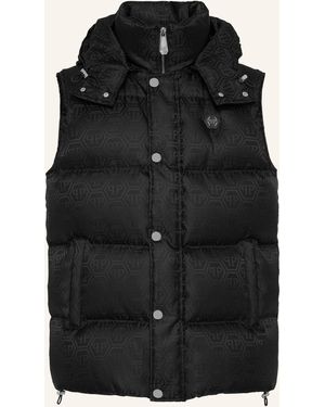Philipp Plein Daunenjacke Weste MONOGRAM - Schwarz