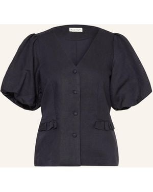 Phase Eight Bluse AUDREY mit Leinen und Rüschen - Blau