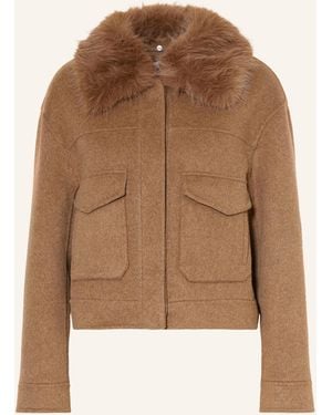 Mrs & HUGS Jacke mit abnehmbarem Kunstfell-Kragen - Braun