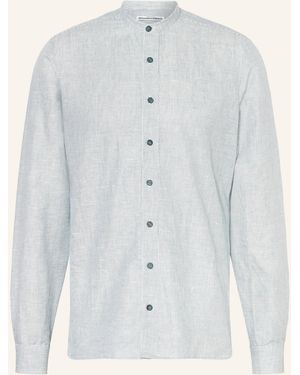 hammerschmid Trachtenhemd Slim Fit mit Stehkragen mit Leinen - Blau