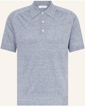 Eton Strick-Poloshirt mit Leinen - Blau