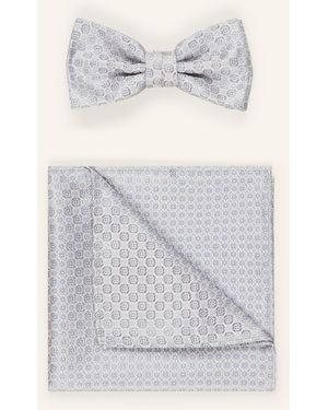 Prince BOWTIE Set: Fliege und Einstecktuch - Grau