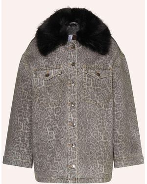 Liu Jo Jeansjacke mit abnehmbarem Kunstfell - Grau