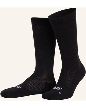 Cep Socken FLIGHT COMPRESSION - TALL mit Merinowolle - Schwarz