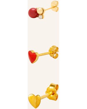 Lulu 3er-Set Ohrstecker HEART - Gelb