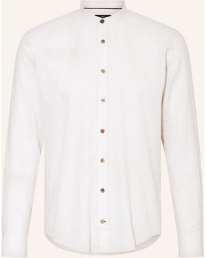 STROKESMAN'S Hemd Regular Fit mit Leinen und Stehkragen - Natur