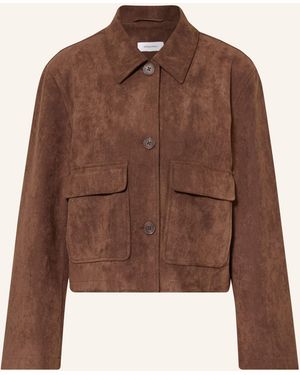 DARLING HARBOUR Jerseyjacke in Lederoptik - Braun