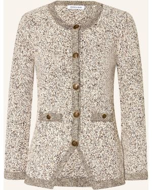 Veronica Beard Strickjacke REXTON aus Bouclé mit Glitzergarn - Natur