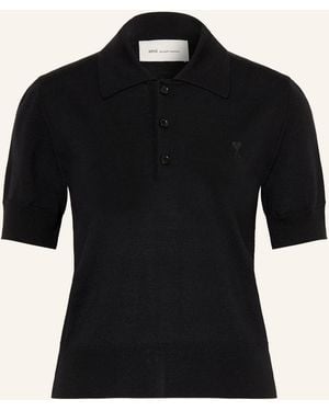 Ami Paris Strick-Poloshirt aus Merinowolle - Schwarz