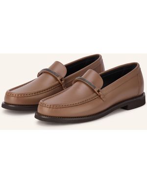 Brunello Cucinelli Loafer mit Schmuckperlen - Braun