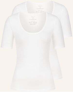 erlich textil 2er Pack Light Touch tiefausgeschnittenes T-shirt mit Lyocell - seidig weich - Natur