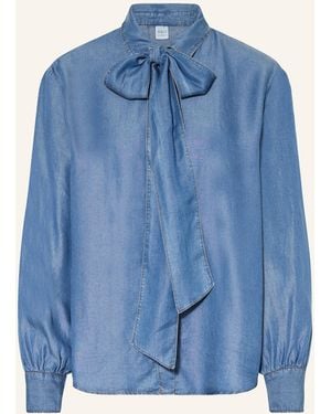 1863 by Eterna Hemdbluse in Jeansoptik mit abnehmbarer Schluppe - Blau