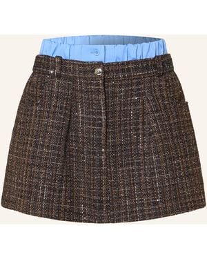 Maje Tweed-Rock mit Pailletten und Glitzergarn - Braun