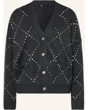 Maje Strickjacke mit Schmucksteinen - Schwarz