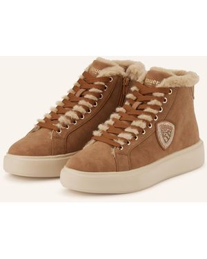 Blauer Hightop-Sneaker - Natur