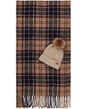 Barbour Set SALTBURN: Mütze mit Kunstpelz und Schal - Schwarz