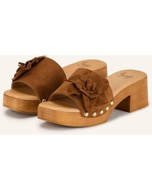 E mia Plateau-Mules mit Nieten - Braun